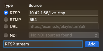 Example input for an RTSP stream